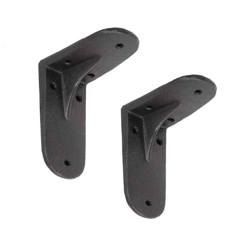 NACH Decorative Shelf Brackets, 2 Pack of 4.3 x 2 x 3.5 inch, Black Cast Iron Shelving Brackets - Metal Shelf Supports- Decorative L Brackets - Image 1